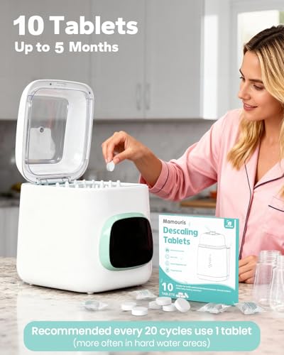 Descaling Tablets for Bottle Washer & Warmer: 10 Count Descaler Tablets Removes Limescale, Milk Residue & Mineral Buildup, Compatible with Baby Brezza, Momcozy, GROWNSY Baby Bottle Washer