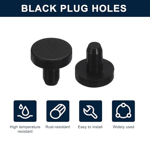 uxcell 32 Pieces Black Rubber Stopper, 4mm Plug Holes for 3.5-3.8mm/0.14-0.15" Hole - size: 3.5-3.8 mm