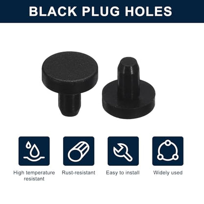 uxcell 32 Pieces Black Rubber Stopper, 4mm Plug Holes for 3.5-3.8mm/0.14-0.15" Hole - size: 3.5-3.8 mm