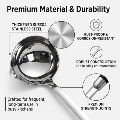 18/10 Stainless Steel Soup Ladle and Pasta Server Set, 2-Piece | Premium 18/10 stainless steel soup ladle and pasta server with ergonomic heat-resistant handles for everyday cooking. - color: Gray