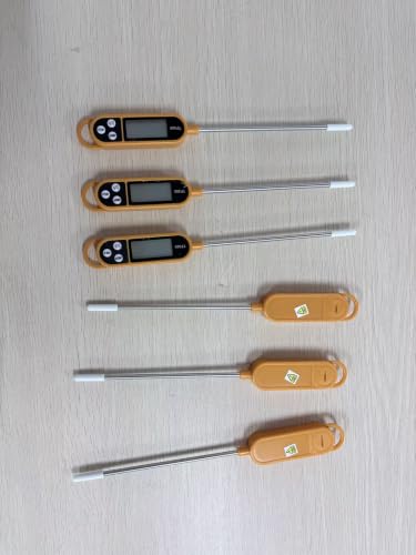 Copkim Instant Read Meat Thermometer with Long Probe 9.65 Inch Kitchen Cooking Food Candy Waterproof Digital Thermometer for BBQ Water Milk Yogurt Liquid(Orange,6 Pcs) - color: Orange