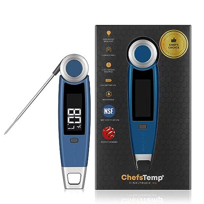 Finaltouch X10 Instant Read Digital Meat Thermometer NSF Certified Waterproof Professional for Cooking Grilling BBQ Baking Candy Oil with Rotating Probe and Backlit Display (Royal Navy) - color: Royal Navy