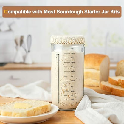 uxcell 6Pcs Sourdough Jar Cover, 210mm Wide Sourdough Starter Jar Covers Cloth Reusable Breathable Cotton Container Elastic Top Fermentation Lids for 7.5"-7.9"D Bowl & Jar Mouth, Beige - size: 210mm 7.5"-7.9"
