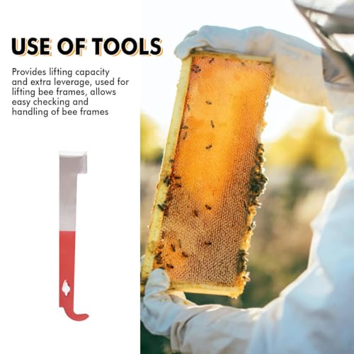 2PCS Stainless Steel Beekeeping Hive Tools – J Hook & L Hook Frame Lifter and Scraper Set, Durable Beekeeper Equipment for Hive Maintenance