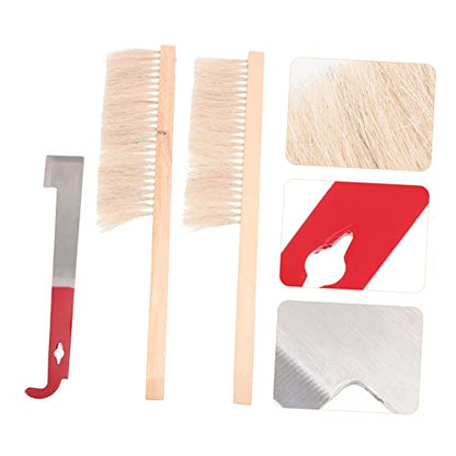 Sosoport Bee Hive Brush Tool Beekeeping Supply Soft Bristles j Hook for Beehive Frame