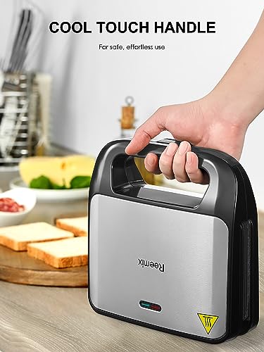 Reemix 3-in-1 Waffle, Grill & Sandwich Maker, Panini Press Grill and Waffle Iron Set with Removable Non-Stick Plates, Perfect for Grilled Cheese, Tuna Melts, Burgers, Steaks (Black, Plastic) - color: Black, Plastic