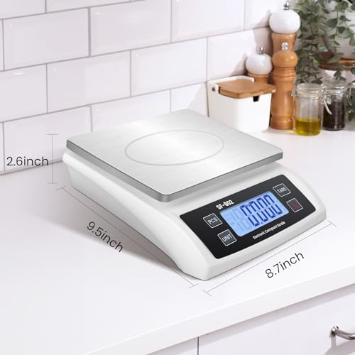 Digital Kitchen Scale 30kg/66lb Large Food Scale for Baking Cooking Stainless Bread Scale with LCD Display Counting Scales for Commercial(Color : Stainless White) - color: Stainless white