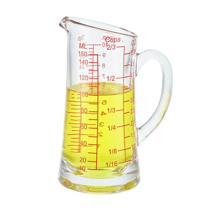 Ackers Glass Measuring Cup 5 Oz/150ml Shot Glass Measuring Cup with V-Spout,Insulated handle