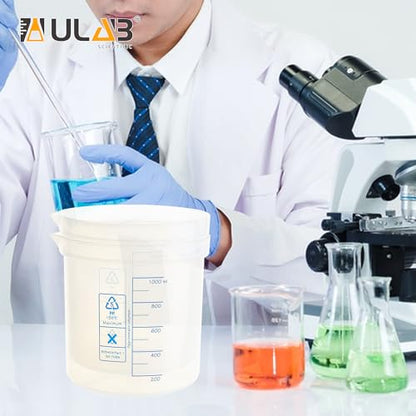 ULAB Scientific Stackable Graduated Plastic Beakers, Vol.2000ml(68oz), with Easy-to-Read Printings in Blue, UBP1017 - style: Vol.2000ml with blue printings