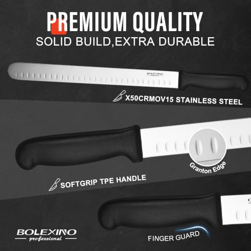 12 Inch Carving Slicing Knife, Sharp Premium Ham Slicer knife, Great for Slicing Roasts, Meats, Fruits and Vegetables (12" carving knife)