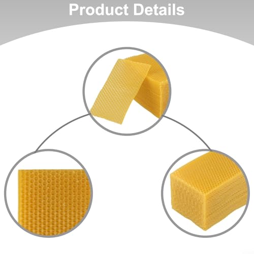 30 Pcs Natural Beeswax Beehive Foundation Sheets 5.24x3.54 Inch for Nest Building, Essential Supplies for New and Experienced Beekeepers