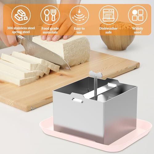 Stainless Steel Tofu Press with Presser Towel & Drip Tray – DIY Tofu Maker for Homemade Firm Tofu, Paneer & Cheese – Effortless Water Removal for Enhanced Texture & Flavor - size: 4.72 x 4.72 Inches