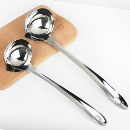 Stainless Steel Spoon,27 cm Soup Spoon Strainer,Fat Skimmer for Broth Stew,Grease Filter Ladle for Cooking,7cm Diameter