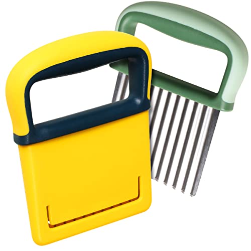 YGDZ Wavy Crinkle Cutter, Stainless Steel Wavy Knife Crinkle Cutting Tool Chopper Cutter for Veggies, Two Pack
