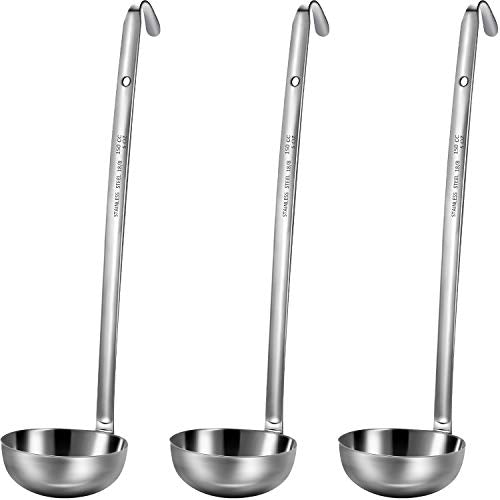meekoo Stainless Steel Ladle Soup Handle Ladle with Pouring Rim for Kitchen Cooking Soup Sauce - size: 5 oz