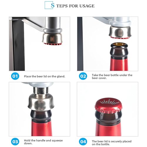 Manual Beer Bottle Capper Machine, Bench Crown Capper Beer Corking Tool, Adjustable Height, Heavy Duty Strong Metal Easy Action Bench Bottle Capper for Home Brewing