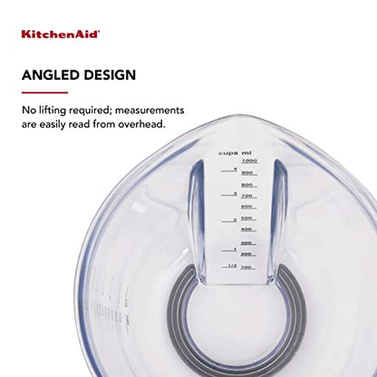 KitchenAid Universal Easy View Angled Measuring Cup, Large, Clear with Black Handle - color: Black, size: Large, style: Angled