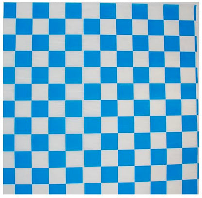 MADE IN USA 1,000 Sheets of Grease-Resistant Food Grade Waxed Kraft Deli Tissue Paper, 12" X 12" (Blue Checker Print) - color: Blue Checker Print