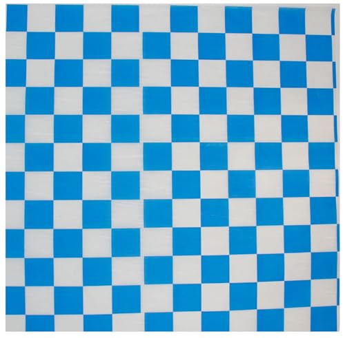 MADE IN USA 1,000 Sheets of Grease-Resistant Food Grade Waxed Kraft Deli Tissue Paper, 12" X 12" (Blue Checker Print) - color: Blue Checker Print