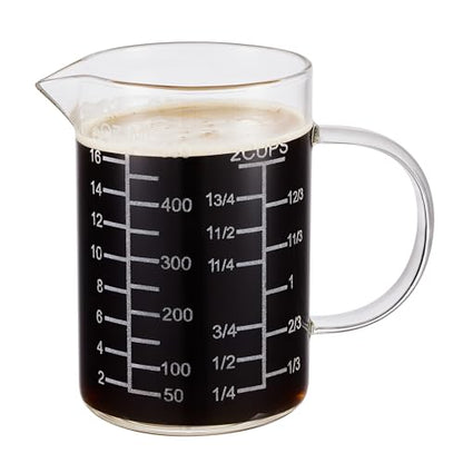 Ackers Mirror Etching Scale Glass Measuring Cup-[Insulated handle | V-Shaped Spout]-Made of High Borosilicate Glass Measuring Cup for Kitchen or Restaurant, Easy to Read, 500 ML (16 Oz, 2 Cup) - size: 500 ML (16 Oz, 2 Cup) - Mirror Etching