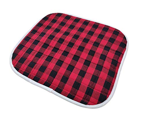 Ramanta Home Buffalo Plaid Check Dish Drying Mat Set of 2 Red Black - 18x24 Inches, Cotton Top Cover Absorbent Dish-Drying Mats For Sink, Dishwasher | Large Kitchen Countertop Protector Dishes Pad - color: Red/Black