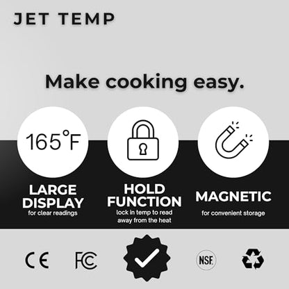 F1 Digital Meat Thermometer - Fast, Accurate, Waterproof - Great for Cooking, Grilling, Baking, Frying - color: Stealth Black
