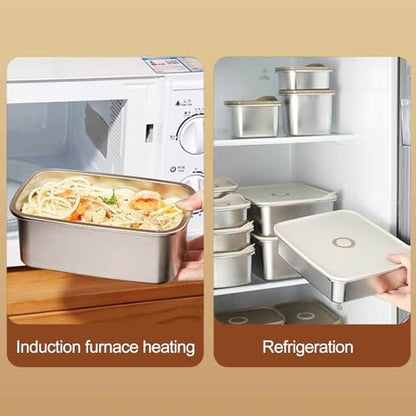 Stainless Steel Food Storage Containers with Airtight Lids Set, Leakproof Meal Prep Containers, Airtight Kimchi Containers Reusable, Stackable/Oven/Dishwsher/Freezer Safe 600ML
