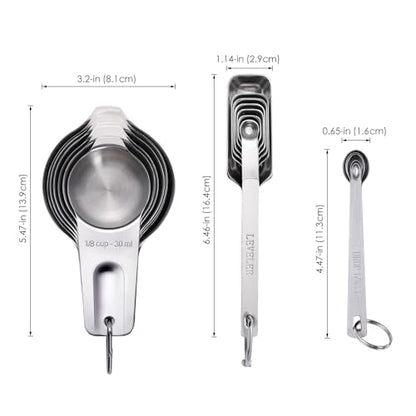 20PCS Measuring Cups and Spoons Set, Stainless Steel Stackable Nesting Measuring Set with Leveler for Baking, Cooking, Dry & Liquid Ingredients - size: 20PCS