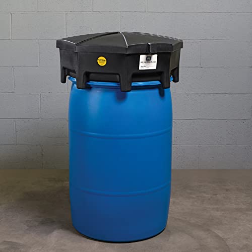 PIG Drum Funnel | Universal Poly Drum Funnel with Hinged Lid | for 55 gal. Plastic or Steel Tight-Head Drums | Black | DRM672-BK - color: Black