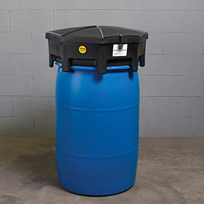 PIG Drum Funnel | Universal Poly Drum Funnel with Hinged Lid | for 55 gal. Plastic or Steel Tight-Head Drums | Black | DRM672-BK - color: Black