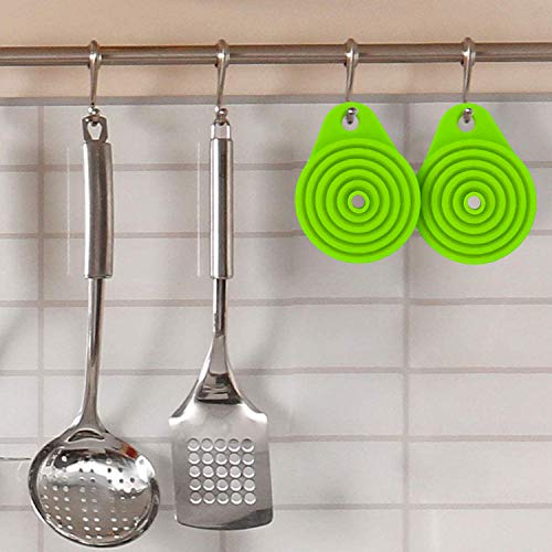 Funnels for Kitchen Use, Food Grade Silicone Collapsible Kitchen Funnel (Green) - color: 4-Green