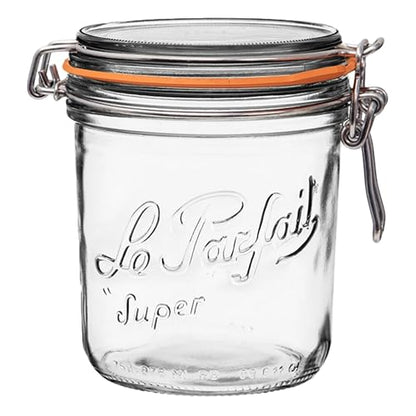 Le Parfait Super Terrine 750mL (24oz) Zero Waste Eco-Friendly Glass Canning Jar, Airtight Rubber Seal & Wire Bail Lid, BPA-Free, Water Bath Safe for Food Storage & Preserving, Made in France - color: 750ml (Single)