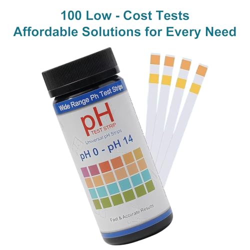 pH Test Strips 0-14, 100 Strips Universal Litmus Paper for Liquid, Water, Food & Soap Making, Fast Testing Alkaline & Acid Level Results