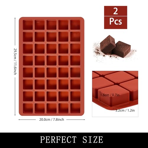 Mini Square Silicone Molds, 2 Pack 40-Cavity Caramel Candy Gummy Molds for Chocolate Mini Ice Cube Jelly Truffles - color: 2 Packs Mini Square Molds Z277