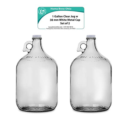 Home Brew Ohio One Gallon Glass Jug with 38mm Metal Cap Set of 2
