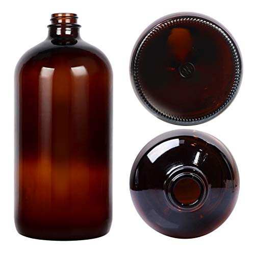 STARSIDE 32oz 2-Pack Amber Glass Boston Bottles with Airtight Seal & Caps | 1 Liter Glass Boston Round Bottles with Phenolic Poly Cone Caps, for Secondary Fermentation, Kombucha, Brewing and Juicing - size: L-32OZ-2pack