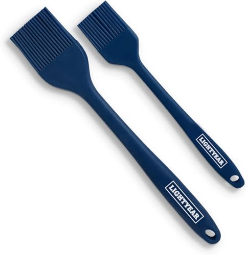 Lightyear Silicone Basting Pastry Brush Set (2 Pcs) ❘ 450°F Heat Resistant Oil Brush for Your Kitchen - Ideal For BBQ’s, Baking & Cooking | 100% Food Grade Silicone - BPA Free & Dishwasher Safe (Blue) - color: Blue