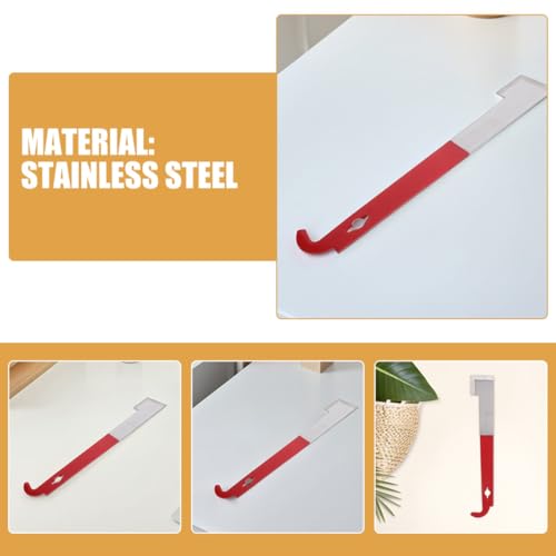OSALADI 3pcs Stainless Steel J-Shaped Hook Bee Hive Frame Lifter and Scraper Tool for Beekeeping Maintenance with Curved Tail Handle, Burgundy Color, Sturdy Hive Equipment for Beginner