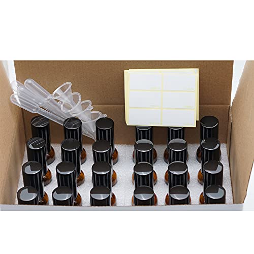 YIZHAO Amber Glass Spray Bottles 1oz, with Small Fine Mist Spray, Metal Cap, Refillable for Essential Oil,Travel,Cleaning,Perfume,Aromatherapy,Makeup – 24 Pcs - color: Amber, size: 30ml-24