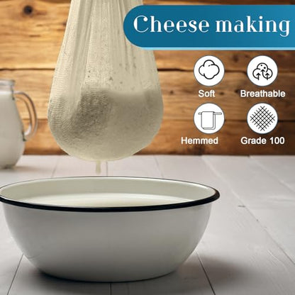 Peryiter 40 Pcs 20 x 20 Inches Cheese Cloths Bulk, Grade 100, Hemmed Reusable Cheesecloth Bag for Straining Unbleached Cotton Muslin Cloth for Cheese Making, Cooking, Baking, Butter, Juicing, Turkey