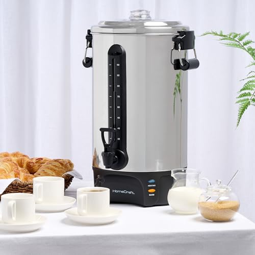 Homecraft 100-Cup Coffee Urn and Hot Beverage Dispenser with Dripless Faucet, Quick-Brewing, Stainless Steel - style: 100 Cup