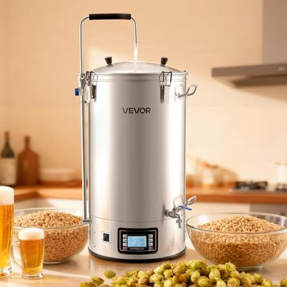 VEVOR Beer Brewing Equipment, 16 Gal/60L Beer Maker with Anti-Burn Pump and Wort Chiller,3000W All-in-One Home Brewing Kit with Digital Control, Recipe Memory & Timer, Removable mesh strainer - size: 16 Gal
