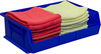Akro-Mils 30255 AkroBins Plastic Storage Bins, Space-Saving Stackable Bins for Garage, Pantry, Craft Organization, 11" x 16" x 5", Blue, 6-Pack - color: Blue