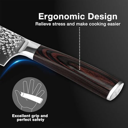 imarku Nakiri Knife,7 Inch High Carbon Stainless Steel Japanese Chef Knife,Razor Sharp Chopping Vegetable and Meat Cleaver Kitchen Knife with Ergonomic Handle,Birthday Gift - color: Dark Brown/Coffee