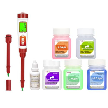 pH Meter for Food Fermentation, Digital pH Temp. Tester for Sourdough Bread Acidity Tester 5.5in pH Probe pH Tester for Cheese Hot Sauce Kombucha Wine Meat Saliva Cosmetic, 1 Replaceable Probe