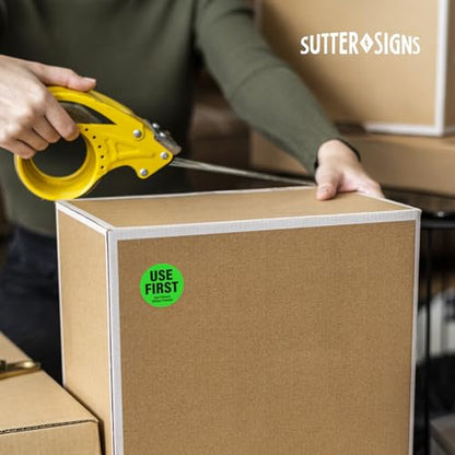 1000 Labels Use First Stickers for Food Service, 1.5-inch Wide, by Sutter Signs - color: Green
