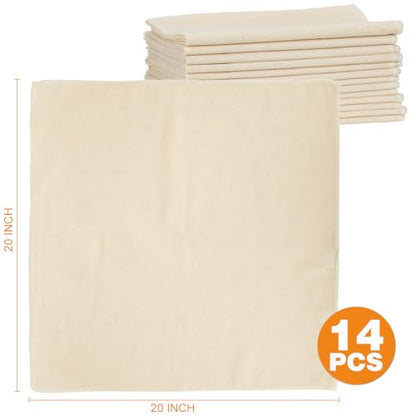 14 Pack Cheese Cloths, 20x20 Inch Cheesecloth Hemmed Edge Unbleached Fine Fabric, Reusable Grade 100 Cotton Muslin Cloth for Turkey, Butter, Cooking, Straining, Cheese Making, Juicing, Baking - size: 20x20 inch-14PCS
