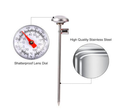 Silver Meat Thermometer for Grilling, Food Thermometer for Cooking, Milk, Kitchen Instant Read Thermometer, Pocket Thermometers Food Temperature Probe, Thermometers and Timers