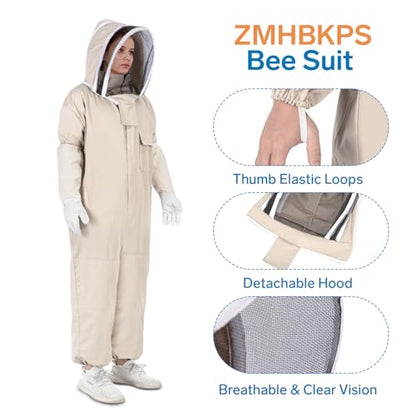 Beekeeping Suit, Full Body, Polycotton with Veil & Gloves - size: XXL for 5'11"-6'2"