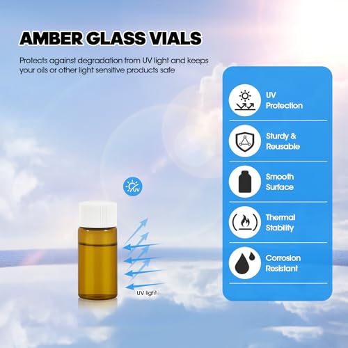 12PCS 4ml Amber Glass Vials with White Screw Caps and Plastic Stoppers, 1 Dram Leak-Proof Small Liquid Sample Bottles for Essential Oils, Perfumes, Reagents - color: AMBER, size: 4ml